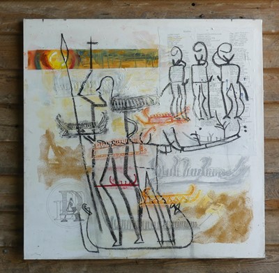 Lot 77 - Peter Jackson (1930-2019) - Norse Giants, oil...