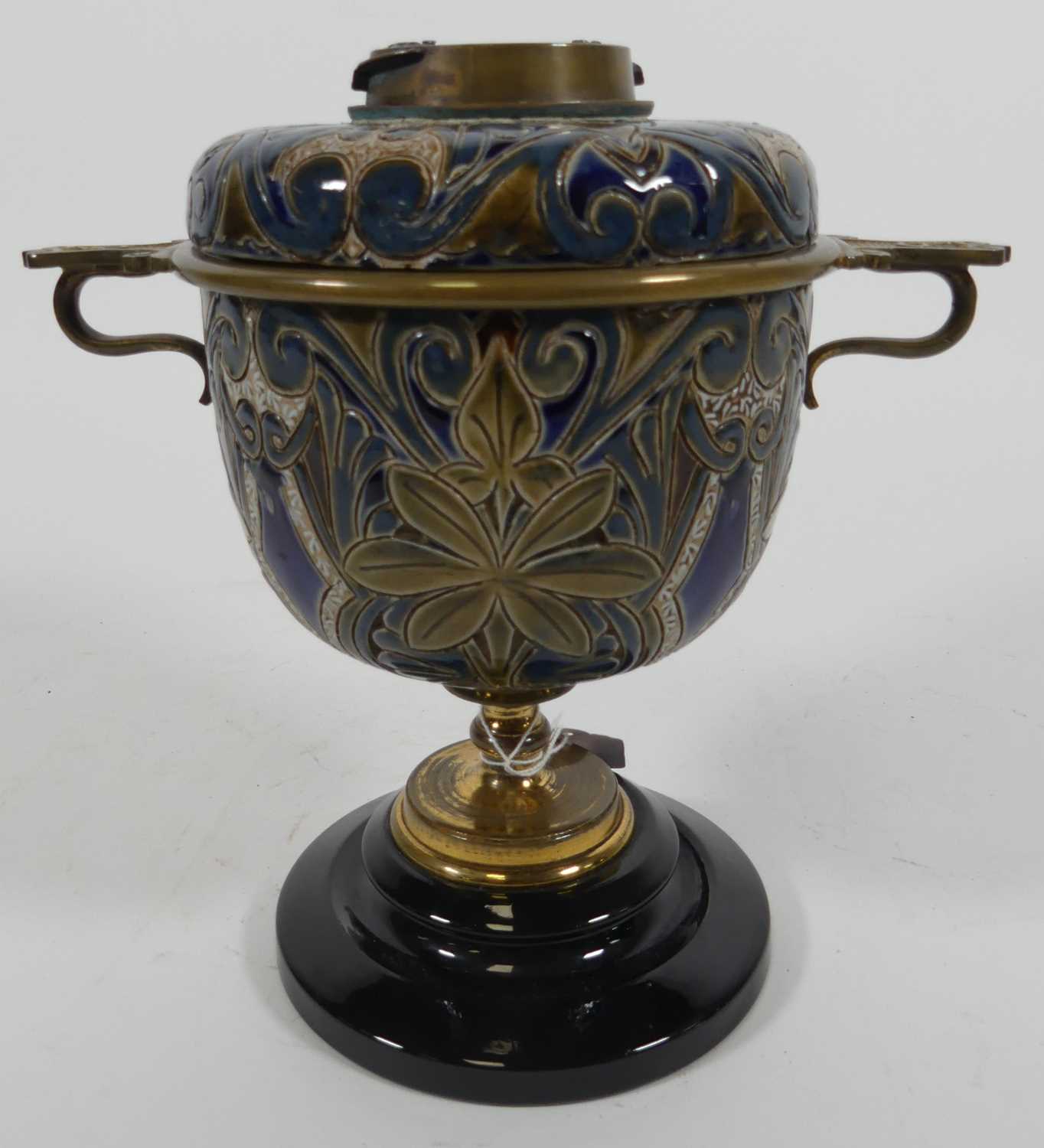 Lot 37 - A Doulton Lambeth stoneware oil lamp base,...