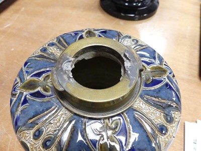 Lot 37 - A Doulton Lambeth stoneware oil lamp base,...