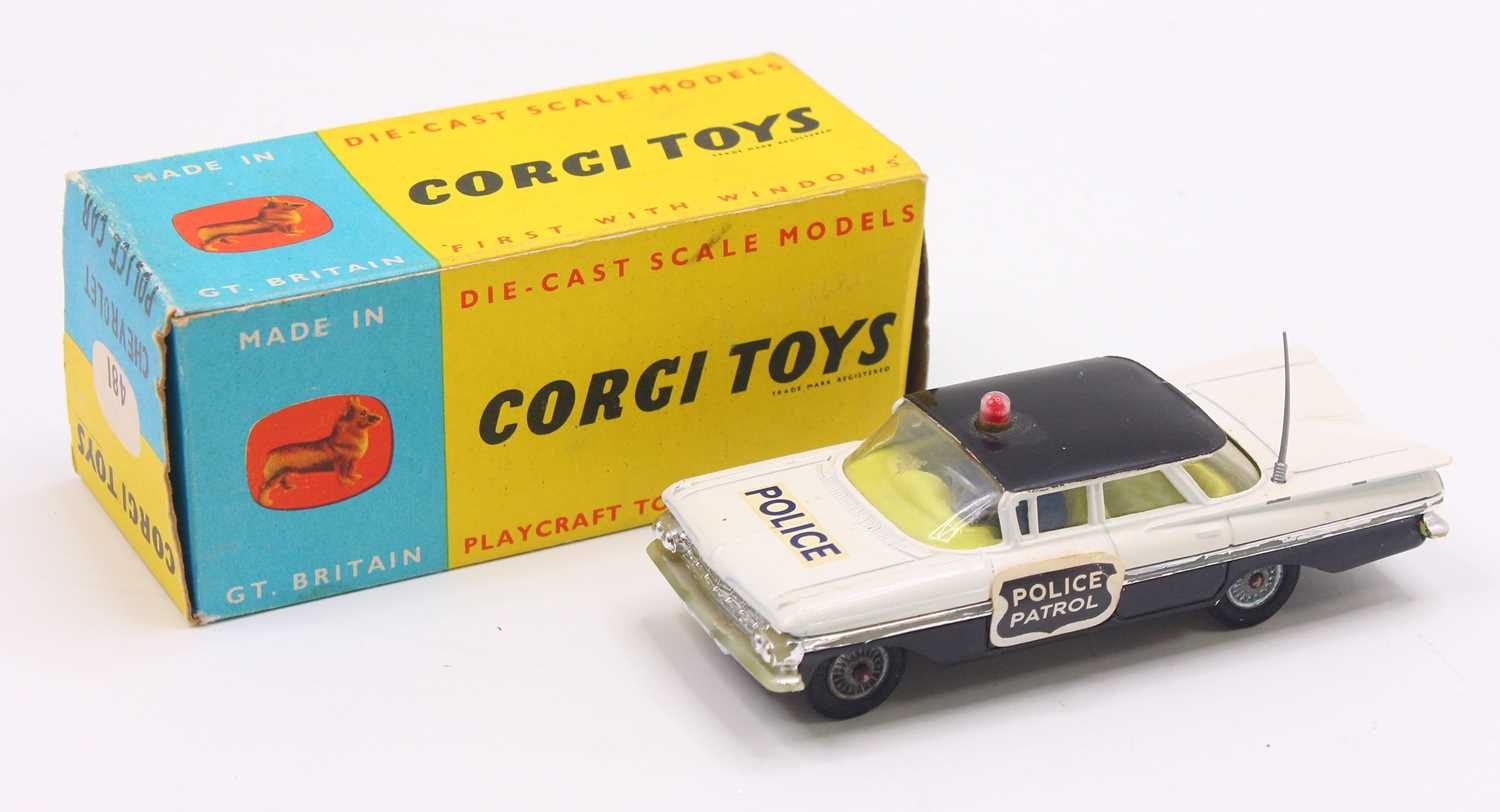 Lot 1351 - Corgi Toys No. 481 Chevrolet Police Car, black...