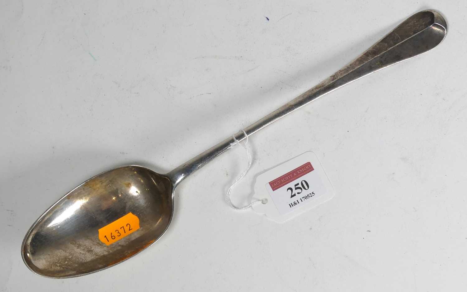 Lot 250 - An 18th century silver stuffing spoon in the...