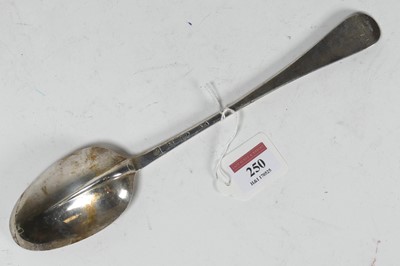 Lot 250 - An 18th century silver stuffing spoon in the...