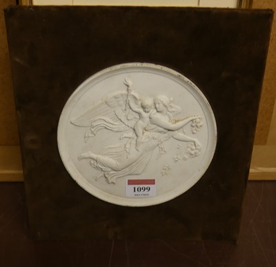 Lot 1099 - A parian porcelain relief plaque, dia.15cm, on...