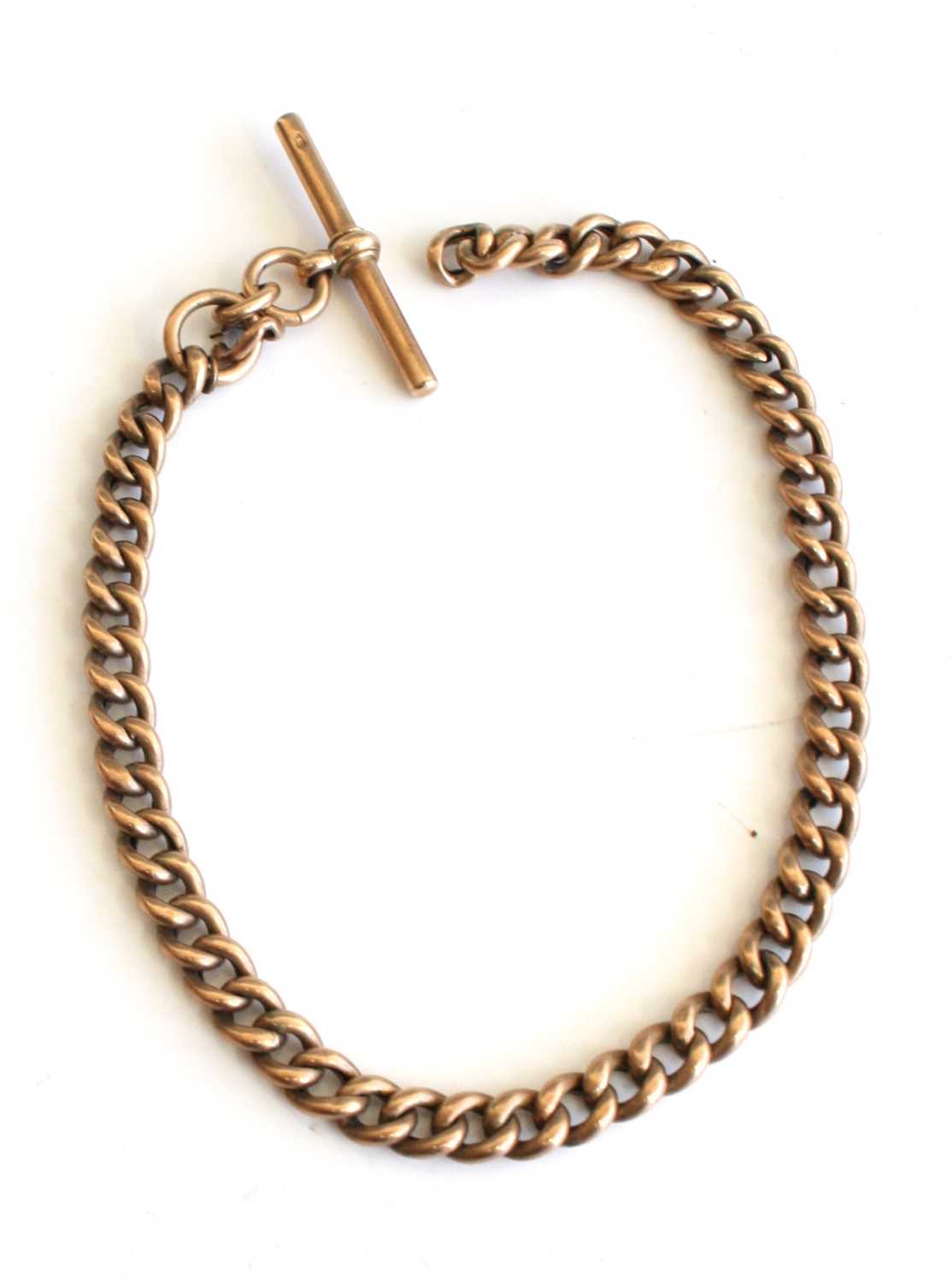 Lot 380 - A 9ct gold curblink watch chain with Albert,...