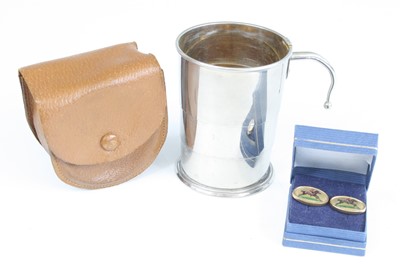 Lot 3507 - A German silver plated collapsible stirrup cup,...