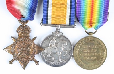 Lot 3361 - A trio of WW I medals to include 1914 Mons...
