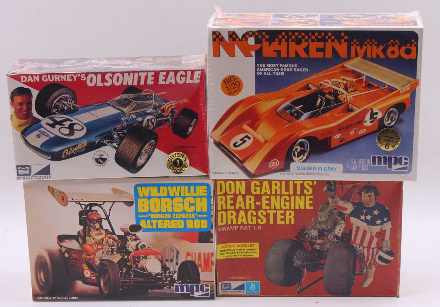 Lot 689 - Four boxed MPC 1/20 and 1.25 scale plastic...