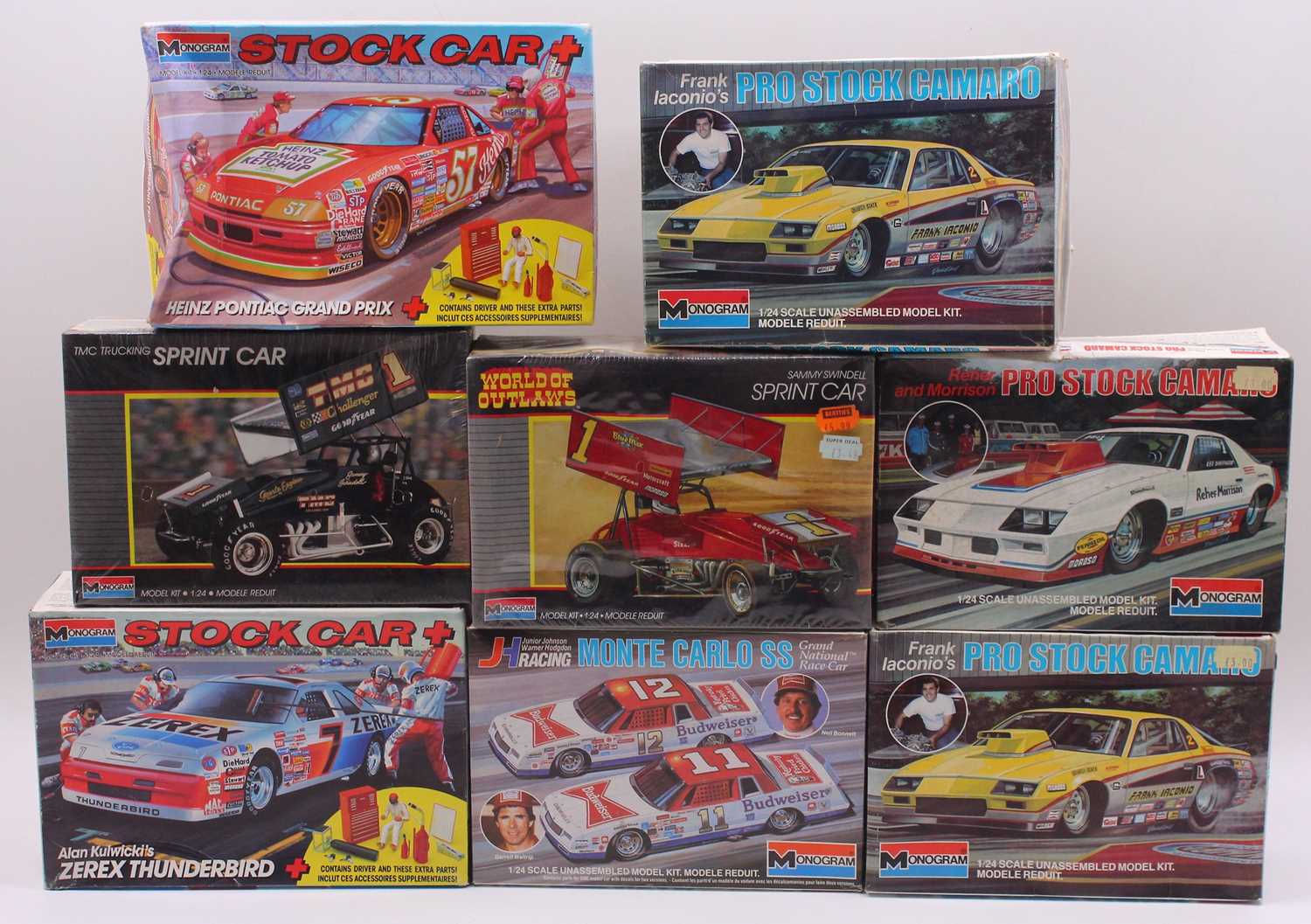 Lot 695 - Eight boxed Monogram Pro Stock and Stock Car...