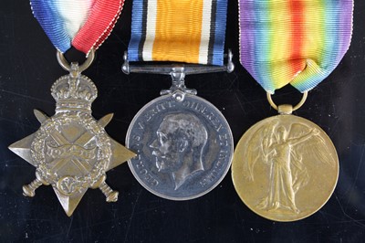 Lot 3375 - A WW I Casualty group of three medals to...