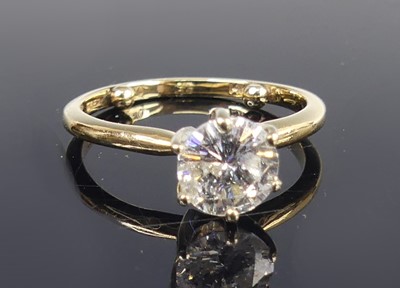 Lot 308 - A yellow and white metal diamond solitaire...