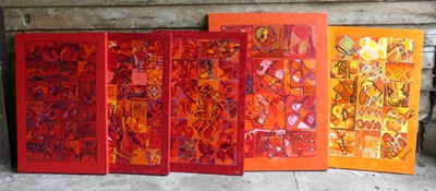 Lot 162 - Peter Jackson (1930-2019) - Red Grid I, oil on...
