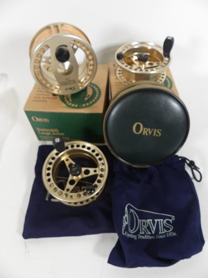 Lot 3547 - An Orvis Battenkill Large Arbor reel together...