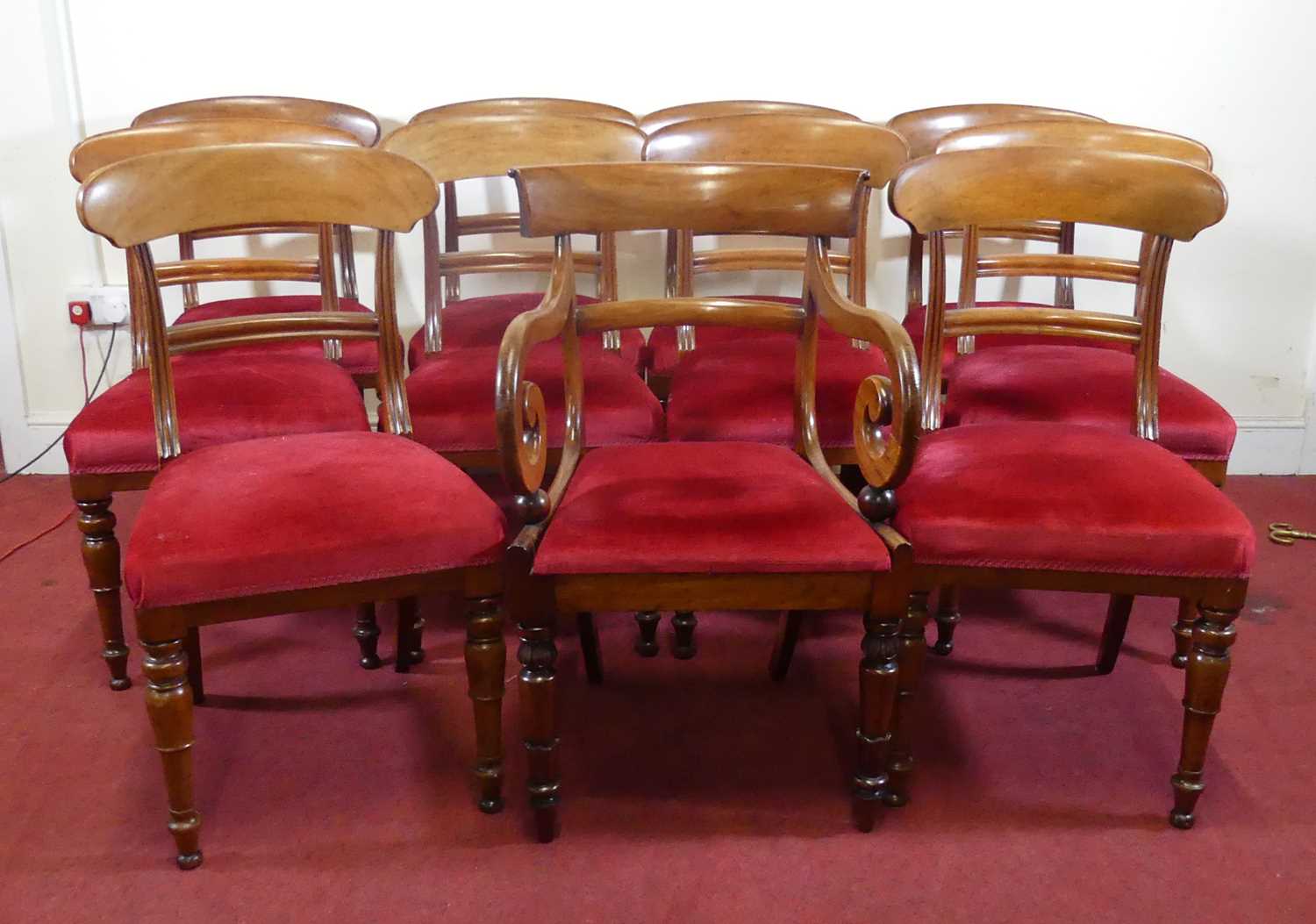 Lot 2320 - A set of ten early Victorian mahogany barback...