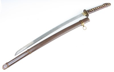 Lot 3413 - A Japanese Shinto katana, having a 64cm curved...
