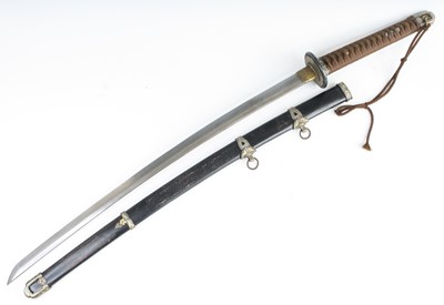 Lot 3426 - A Japanese Katana, having a 73cm curved steel...
