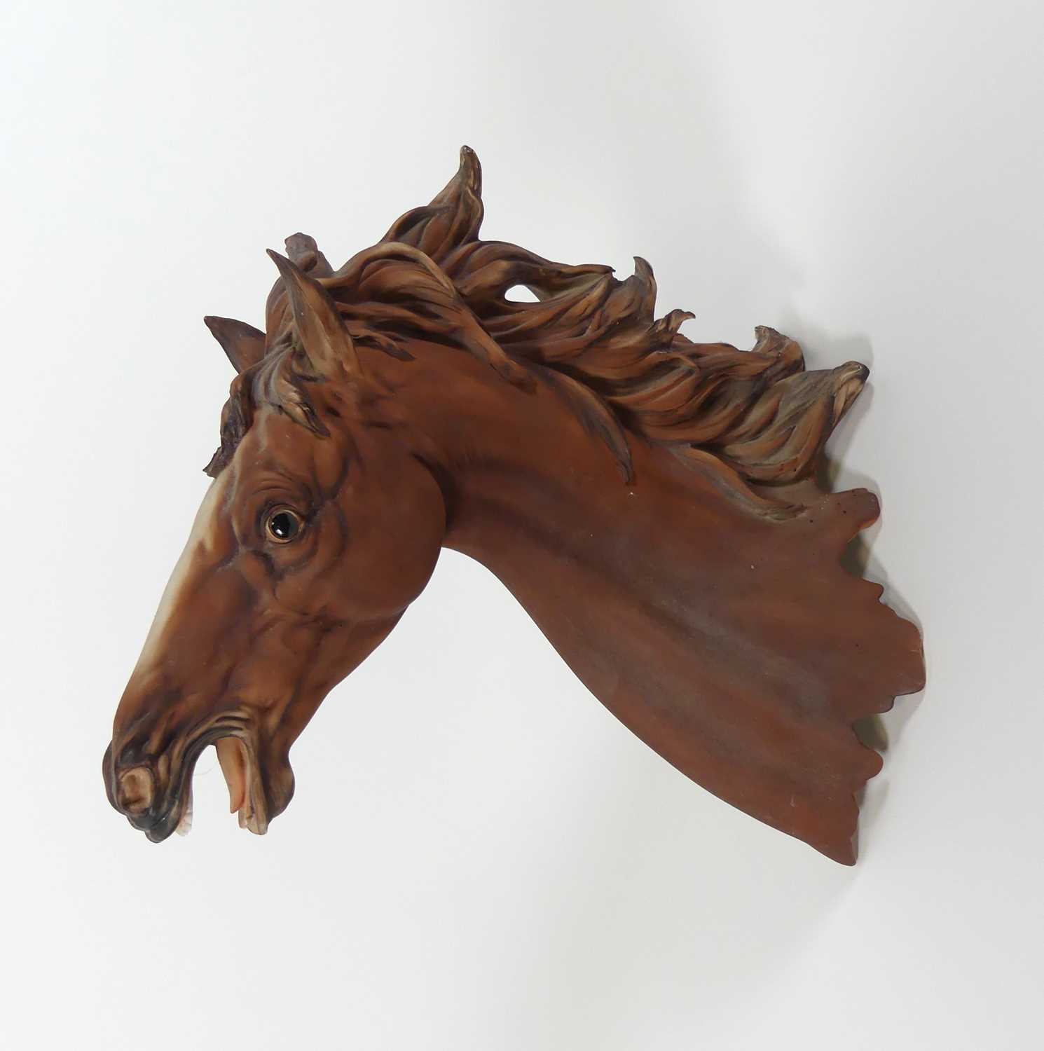 Lot 1 - A Capo di Monte pottery horse's head bust,...