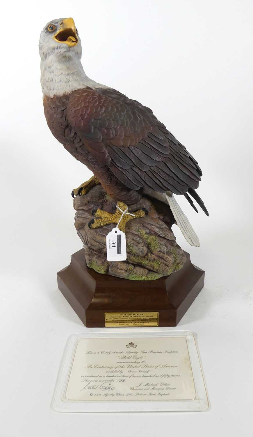 Lot 34 - An Aynsley porcelain sculpture of a bald eagle,...