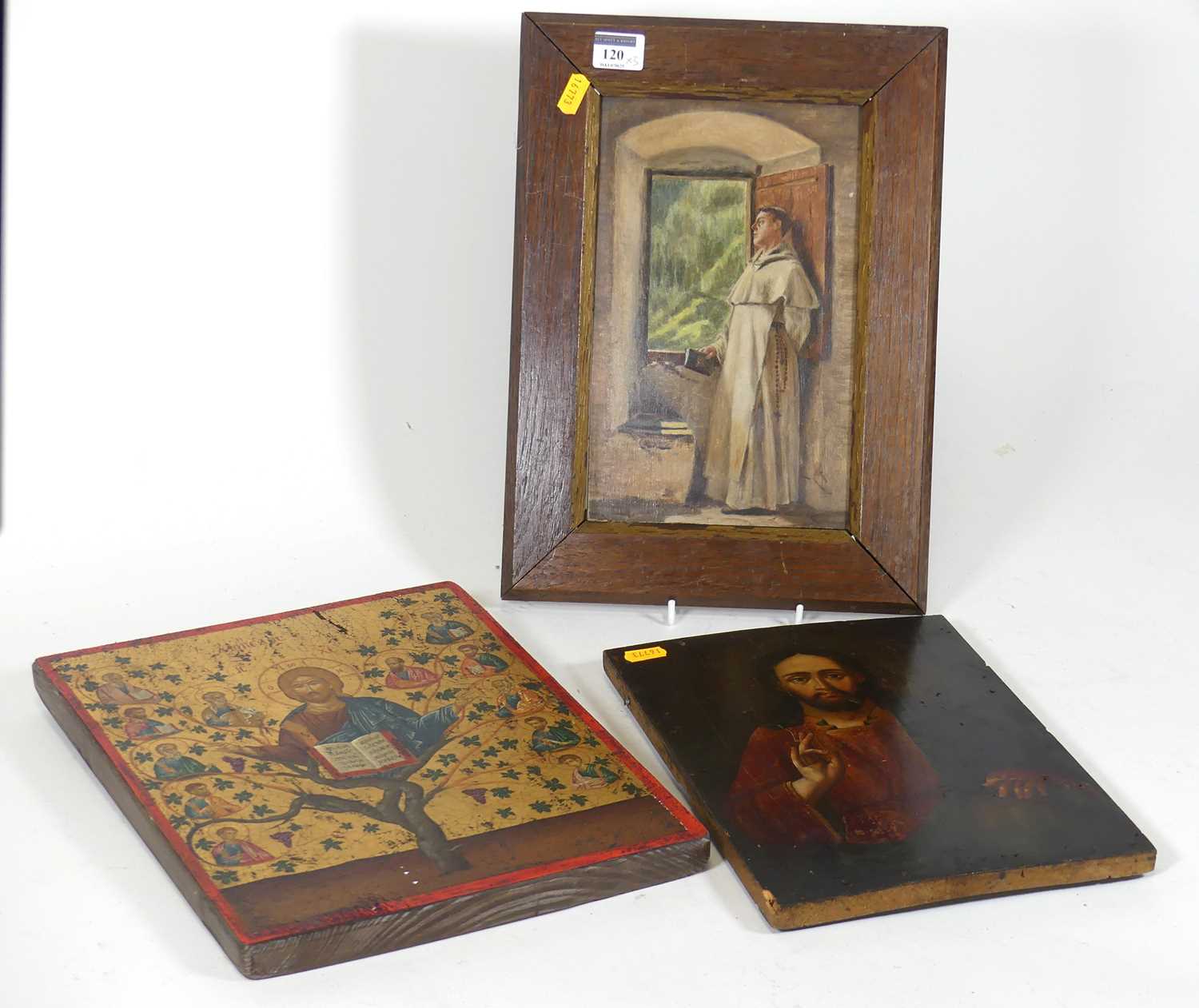 Lot 120 - A reproduction Byzantine icon, depicting Jesus...
