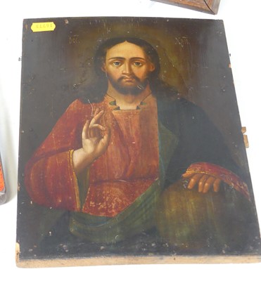 Lot 120 - A reproduction Byzantine icon, depicting Jesus...