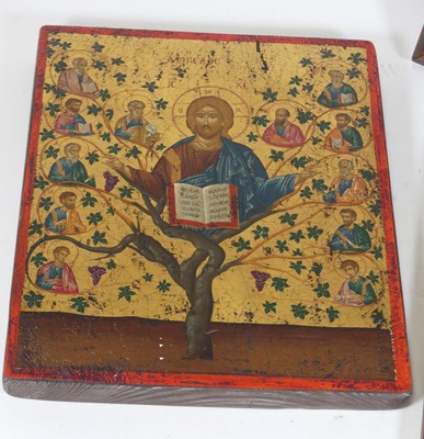 Lot 120 - A reproduction Byzantine icon, depicting Jesus...