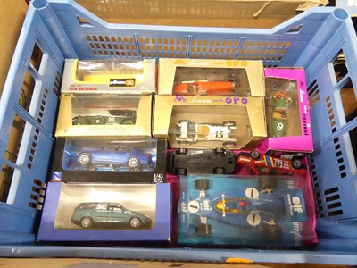 Lot 1516 - Two trays of mixed issue racing diecast...