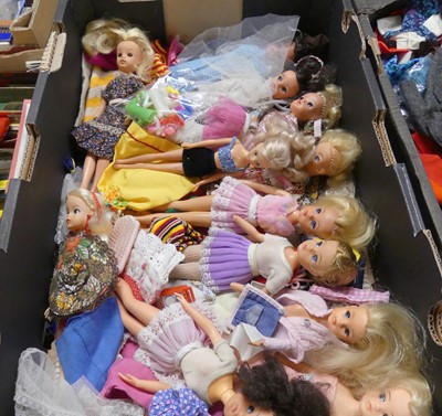 Lot 1542 - Four boxes of Sindy (and similar) dolls and...