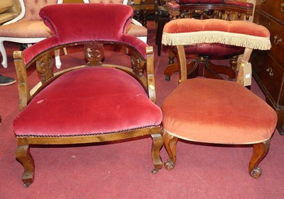 Lot 1360 - A Victorian mahogany framed and dralon...