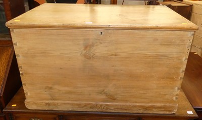 Lot 1367 - A Victorian pine hinged top blanket chest,...