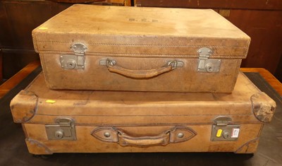 Lot 1378 - A vintage tan leather suitcase and one other...