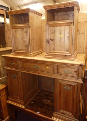 Lot 1385 - A contemporary pine kneehole writing desk,...