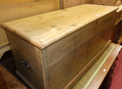 Lot 1388 - A Victorian pine hinge top blanket chest,...