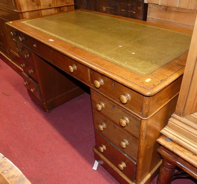 Lot 1389 - A mid-Victorian oak round cornered twin...