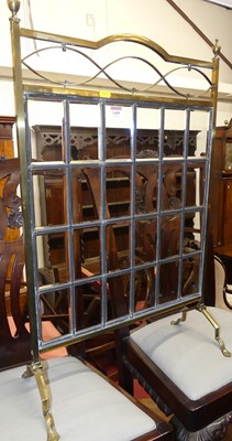 Lot 1400 - An Edwardian brass and lead glass inset fire...