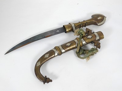 Lot 533 - A Phurba Tibetan ritual dagger; together with...