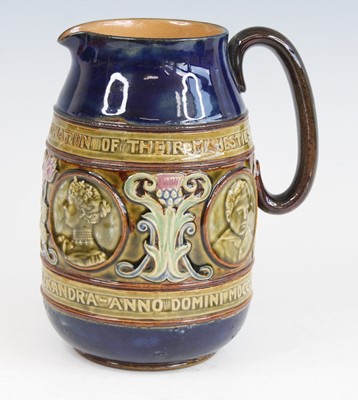Lot 2075 - A Royal Doulton stoneware jug to commemorate...