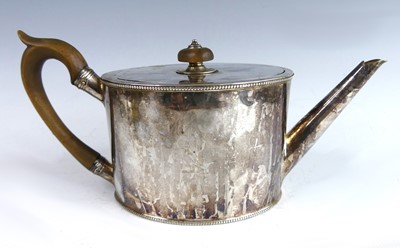 Lot 2167 - A George III silver teapot, of straight-sided...