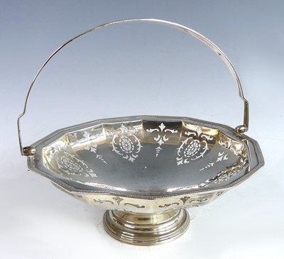 Lot 2165 - An Art Deco silver swing handled pedestal...