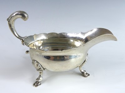 Lot 2160 - A George II silver sauceboat, of oval bellied...