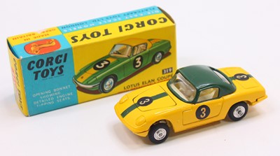 Lot 1595 - Corgi Toys No. 319 Lotus Elan Coupe comprising...