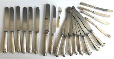 Lot 230 - A set of six silver handled and steel bladed...