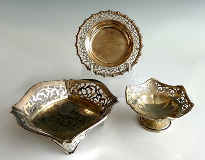 Lot 255 - Three 20th century silver bonbon dishes, each...