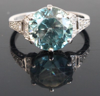 Lot 270 - A white metal, zircon and diamond dress ring,...