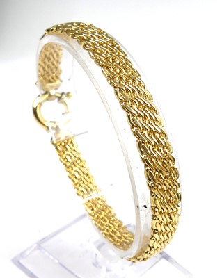 Lot 2298 - A yellow metal mesh link bracelet, with jumbo...