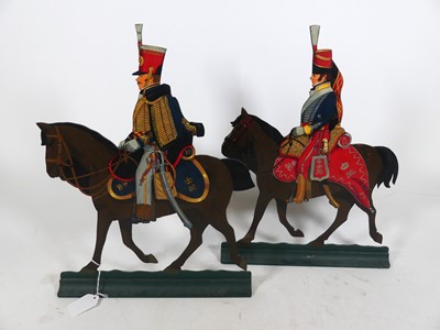Lot 10 - A pair of painted wooden dummy boards, each in...