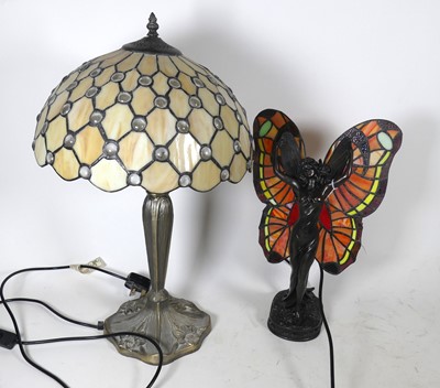 Lot 20 - A Tiffany style table lamp in the form of a...