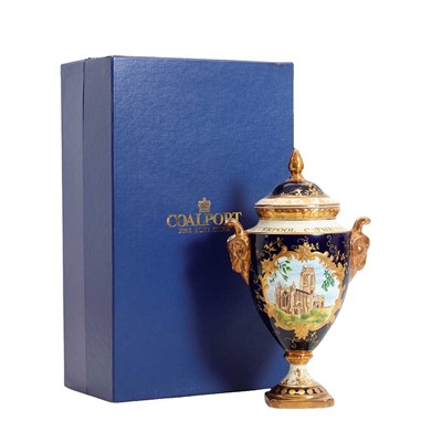 Lot 43 - A Coalport porcelain urn and cover, to...