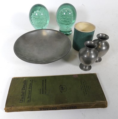 Lot 62 - A pair of green glass dump weights, each...