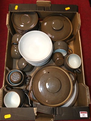 Lot 83 - A collection of Denby mottled brown stoneware...