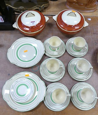 Lot 119 - A pair of Clarice Cliff pottery tureens and...