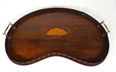 Lot 128 - An Edwardian mahogany twin handled tray, of...